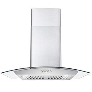 lot 3781 image: Cosmo 668A750 30-in Wall-Mount Range Hood 380-CFM  Ducted  Ductless Convertible Duct , Glass Chimney Kitchen Stove Vent with LED Light , 3 Speed Exhaust Fan , Permanent Filter ( Stainless Steel )