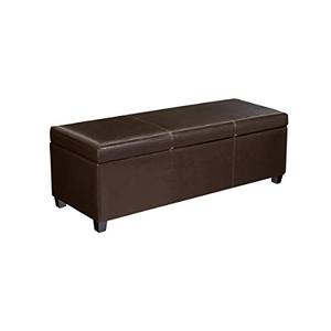 lot 3794 image: FIRST HILL FHW Madison Rectangular Faux Leather Storage Ottoman Bench, Large, Espresso Brown