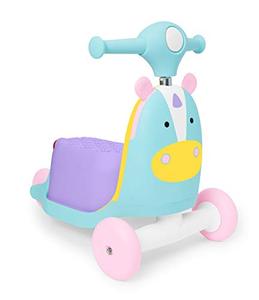 lot 3796 image: Skip Hop 3-in-1 Baby Activity Push Walker to Toddler Scooter, Zoo Unicorn