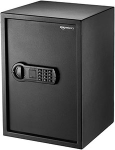 lot 3803 image: Amazon Basics Steel Home Security Safe with Programmable Keypad - Secure Documents, Jewelry, Valuables - 1.8 Cubic Feet, 13.8 x 13 x 19.7 Inches, Black