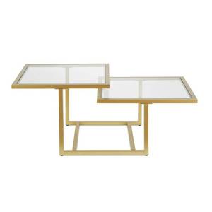 lot 3831 image: Evelyn&Zoe Contemporary Metal Two-Tier Coffee Table with Glass Top