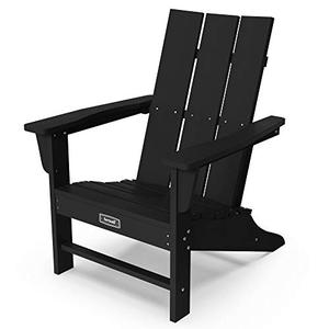 lot 3833 image: Adirondack Chair Plastic Outdoor Classic Chair Weather Resistant for Patio Garden-Black