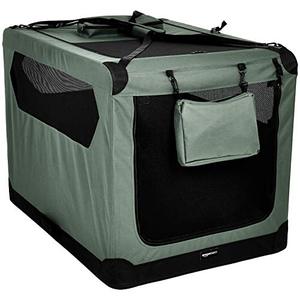 lot 3837 image: Amazon Basics Folding Portable Soft Pet Dog Crate Carrier Kennel - 42 x 31 x 31 Inches, Grey