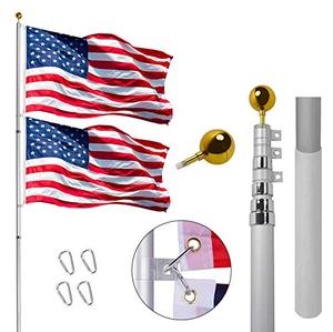 lot 3847 image: Gientan 30FT Telescopic Flag Pole, Extra Thick Heavy Duty Aluminum Flagpole Kit with 3x5 US Flag Golden Ball Top for Commercial Residential Outdoor Use, Fly 2 Flags