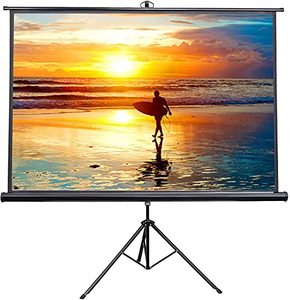 lot 3848 image: VIVO 100 Portable Indoor Outdoor Projector Screen, 100 Inch Diagonal Projection HD 43 Projection Pull Up Foldable Stand Tripod (PS-T-100)