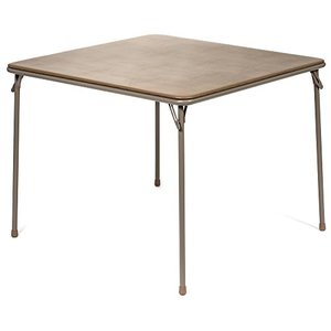 lot 3863 image: XL Series Square Folding Card Table (38) - Easy-to-Use Collapsible Legs for Portability and Storage - Vinyl Upholstery for Convenient Cleaning - Steel Construction, Wheelchair Accessible (Beige)