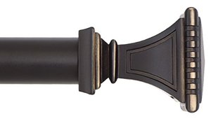 lot 3892 image: Ivilon Decorative Window Curtain Rod - Carved Square Finials, 1 18 in Rod, 72 to 144 in. Antique Black