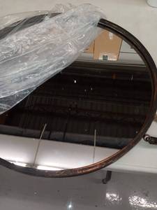 lot 47578 image: 22H metalwood end mirror Porthole Gold Finish