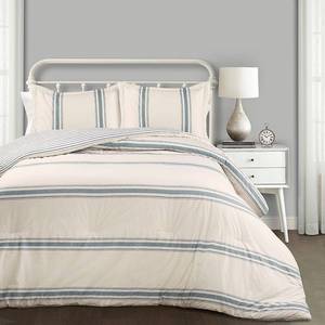 lot 47602 image: Farmhouse Stripe Reversible 3-Piece FullQueen Comforter Set Bedding