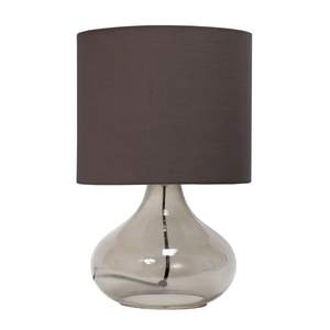 lot 47610 image: Simple Designs Glass Raindrop Table Lamp with Fabric Shade, Smoke Gray with Gray Shade