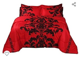 lot 47650 image: A Nice Night Boho Paisley Black Flower Soft Microfiber Comforter Set