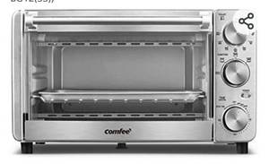 lot 47715 image: COMFEE Toaster Oven, 4 Slice, 12L, Multi-function Stainless Steel Finish with Timer-Toast-Bake-Broil Settings, 1100W, Perfect for Countertop (CFO-BG12(SS) USED