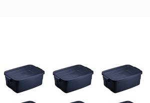 lot 47848 image: RubberMaid - Roughneck 3 Gallon Rugged Storage Tote Container (4 Pack) - Blue