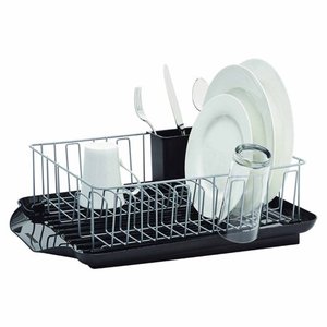 lot 47861 image: Farberware Classic 3 Piece Full Large Capacity Dish Rack Set Black