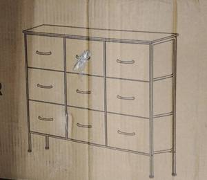 lot 47896 image: 9 Drawer Dresser Organizer Fabric Storage Chest for Bedroom, Hallway, Entryway, Closets, Nurseries. Furniture Storage Tower Sturdy Steel Frame, Wood Top, Easy Pull Handle Textured Print Drawers
