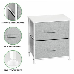 lot 47625 image: 2 Drawer Side Table Storage Unit with Fabric Drawers
