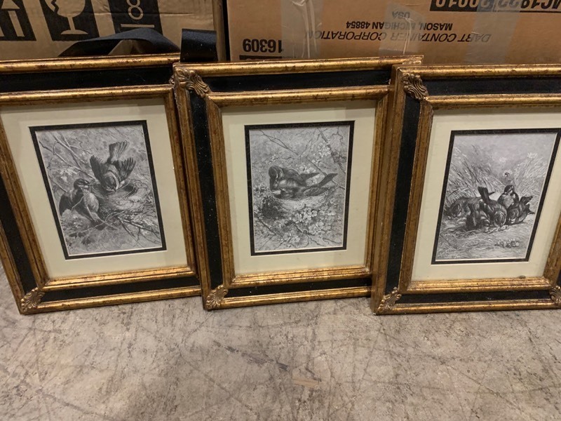 lot 236 image: 3 Set Hanging Bird Drawings