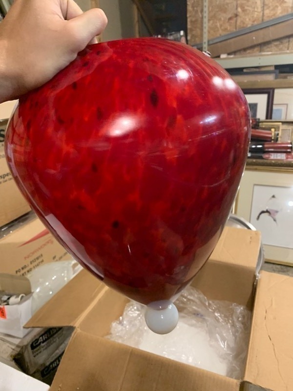 lot 311 image: High Dollar Italian Rossa Glass Pendent Light Globe