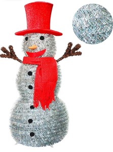 lot 2 image: Pop Up Christmas Tinsel Snowman wRemovable Hands & Scarf, 3 12ft