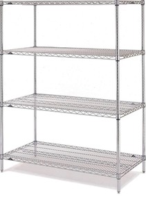 lot 48 image: 4 Tier New Commercial Grade Wire Shelving 18x 48 Up to 7ft Tall