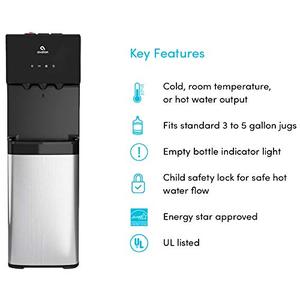 lot 20913 image: Avalon Bottom Loading Water Cooler Water Dispenser with BioGuard- 3 Temperature Settings - Hot, Cold & Room Water, Durable Stainless Steel Construction, Anti-Microbial Coating- ULEnergy Star Approved