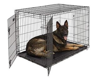 lot 20934 image: XL Dog Crate MidWest ICrate Double Door Folding Metal Dog Crate w Divider PanelXL Dog Breed, Black