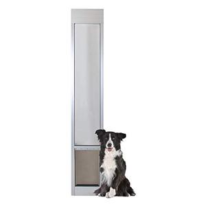 lot 20940 image: PetSafe 1-Piece Sliding Glass Door for Dogs and Cats - Adjustable 76 1316 in to 80 1116 in - Large, Satin - No Cutting DIY Installation - Patio Pet Door Great for Apartments and Rentals
