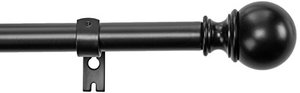 lot 20945 image: Amazon Basics 1-Inch Curtain Rod with Round Finials - 1-Pack, 72 to 144 Inch, Black