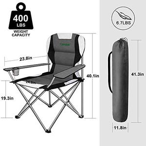 lot 11002 image: Camabel Folding Camping Chairs Outdoor Lawn Adult Chair Padded Sports Chair Lightweight Fold up Chair High Weight Capacity Bag Chairs for Heavy Duty Beach Hiking Fishing Spectator with Cup Holder Grey