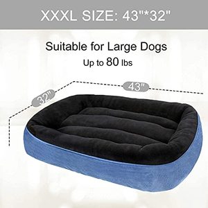 lot 11005 image: CLOUDZONE Dog Bed for Medium DogsLargeSmall, Washable Rectangle Pet Bed Thickened Enough with Soft Coral Fleece and Non-Slip Bottom