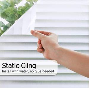 lot 11008 image: rabbitgoo Window Privacy Film Frosted Glass Film for Bathroom, Non Adhesive Static Cling Removable Window Sticker for Home Security, Anti-UV Opaque Window Coverings, Blinds Pattern, 35.4 x 78.7 inches