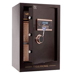 lot 20966 image: TIGERKING Burglary Digital Security Safe Box for Home Office Double Safety Key Lock and Password Safes 3.47 Cubic Feet