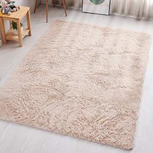 lot 20971 image: PAGISOFE Beige Fluffy Shag Area Rugs for Bedroom 5x7, Soft Fuzzy Shaggy Rugs for Living Room Carpet Nursery Floor Girls Dorm Room Rug