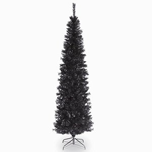 lot 20975 image: National Tree 6 Foot Black Tinsel Tree with Metal Stand (TT33-704-60)
