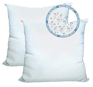 lot 20977 image: Foamily Outdoor Pillows for Patio Furniture (Set of 2-18 x 18) Water Resistant Throw Pillow Insert Made in USA With 2 Bonus UV Resistant Pillow Covers