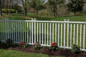 lot 20991 image: Zippity Outdoor Products ZP19037 No Dig Baskenridge Semi-Permanent Vinyl Fence, White (36in H x 42in W)- 2 pack