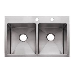 lot 1628 image: Fhp HF3322-2 Double Bowl Stainless Steel Vector Satin Finish Sink