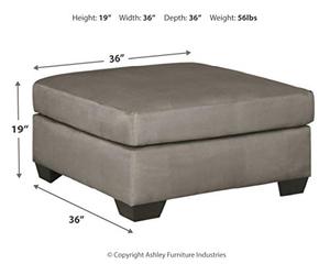 lot 1635 image: Signature Design by Ashley - Darcy Contemporary Oversized Accent Ottoman, Grey with Brown Feet
