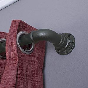 lot 11018 image: Decopolitan Industrial Wrap Around Telescoping Curtain Rod Set, 72-144, Black