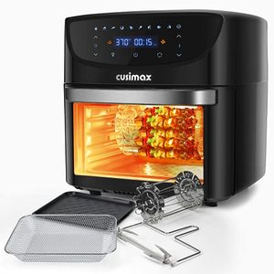 lot 11162 image: Air Fryer Oven Combo, 10-in-1 Air Fryer Convection Oven with Rotisserie & Dehydrator, CUSIMAX 20QT Large Countertop Oven, Rich Accessories, Digital Controls, Black, 1800W, ETL Certified