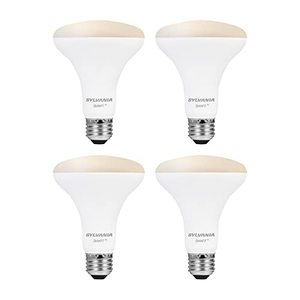 lot 11167 image: SYLVANIA Wifi LED Smart Light Bulb, 65W Equivalent Dimmable Soft White BR30, Works with Alexa and Google Home Only - 4 Pack (75689)