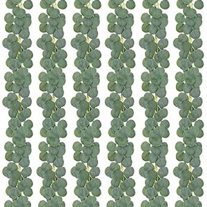 lot 11169 image: CEWOR 6pcs 35.4ft Artificial Eucalyptus Garland Faux Silk Silver Dollar Eucalyptus Greenery Leaves Vines for Wedding Home Party Wall Garden Decor