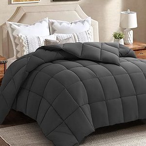 lot 11183 image: EDILLY 2100 Series Luxury Reversible Down Alternative Soft Quilted Queen Comforter - Stand Alone Comforter for Queen Size Bed, All Season Duvet Insert with Corner Tabs,88x 88, Dark Grey