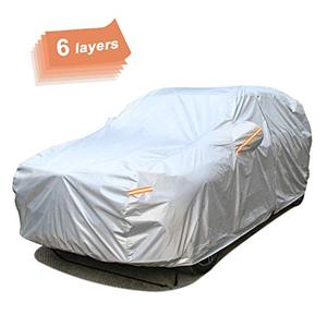 lot 11189 image: SEAZEN 6 Layers SUV Car Cover Waterproof All Weather, Outdoor Car Covers for Automobiles with Zipper Door, Hail UV Snow Wind Protection, Universal Full Car Cover(176 to 191)