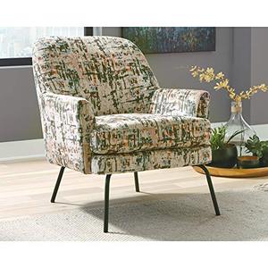 lot 11022 image: Lot of 2 - Signature Design by Ashley Dericka Modern Abstract Patterened Accent Chair, Beige & Green