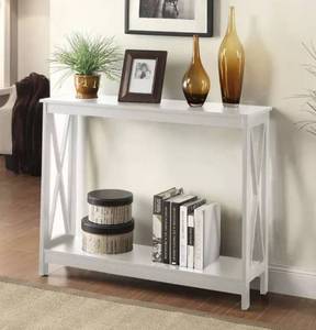 lot 11028 image: Oxford 40 in. White Standard Rectangle Wood Console Table with Shelves