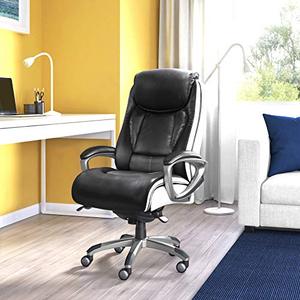 lot 11036 image: Serta 44942 Executive Office Chair with Smart Layers Technology  Leather and Mesh Ergonomic with Contoured Lumbar and ComfortCoils  Black & White