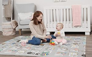 lot 11040 image: Regalo Sensory & Learning My Play Mat, Foldable & Reversable, Waterproof, Bonus Kit, Includes Travel Case with Carry Strap, Grey, Extra Large