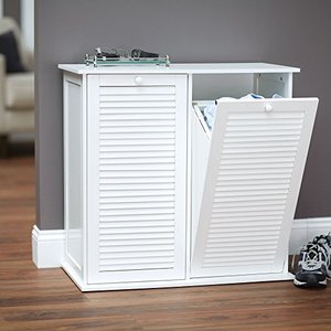 lot 11051 image: Household Essentials Tilt-Out Laundry Sorter Cabinet with Shutter Front