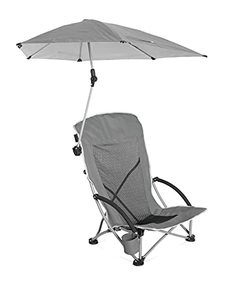 lot 11076 image: Sport-Brella Beach Chair with UPF 50 Adjustable Umbrella, Grey